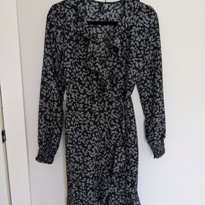 Women wrap dress leaf print